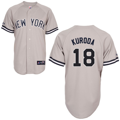 Hiroki Kuroda #18 mlb Jersey-New York Yankees Women's Authentic Replica Gray Road Baseball Jersey - Click Image to Close